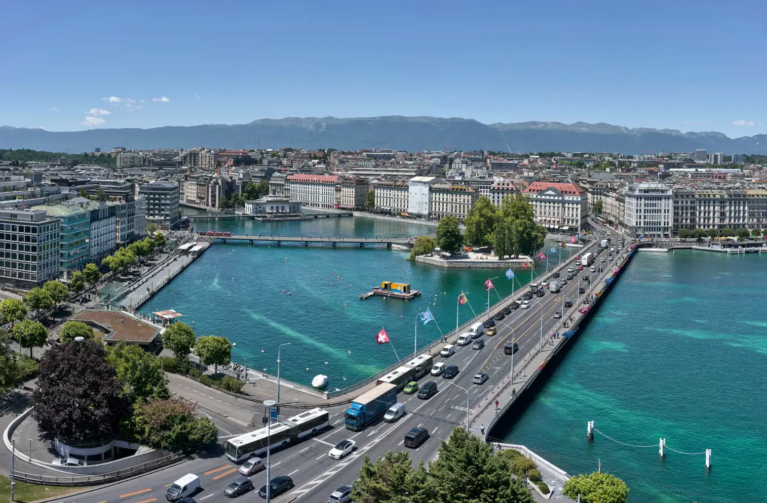 Aerial view of Geneva Switzerland